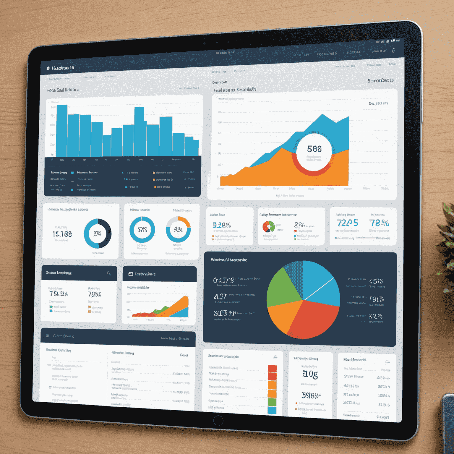 A comprehensive dashboard with various charts, graphs, and KPIs showing hotel performance metrics